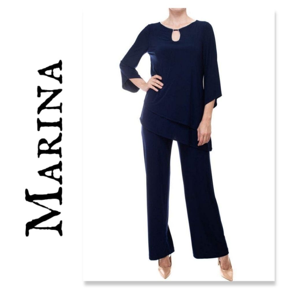 NWT MARINA Scoop Neck Asymmetric Hem Jumpsuit